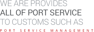 WE ARE PROVIDES ALL OF PORT SERVICE TO CUSTOMS SUCH AS. PORT SERVICE MANAGEMENT